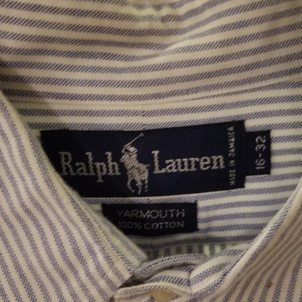 Ralph Lauren Polo Med Blue striped Dress Shirt